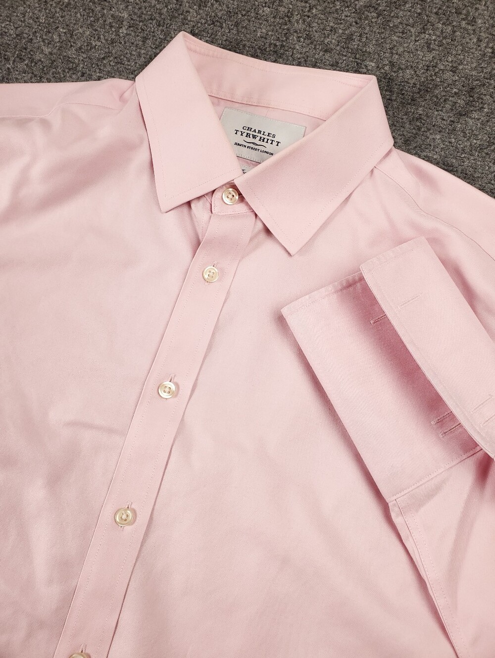 Charles Tyrwhitt Dress Shirt 17 37 Slim Pink Non Iron French Cuff Spread Collar